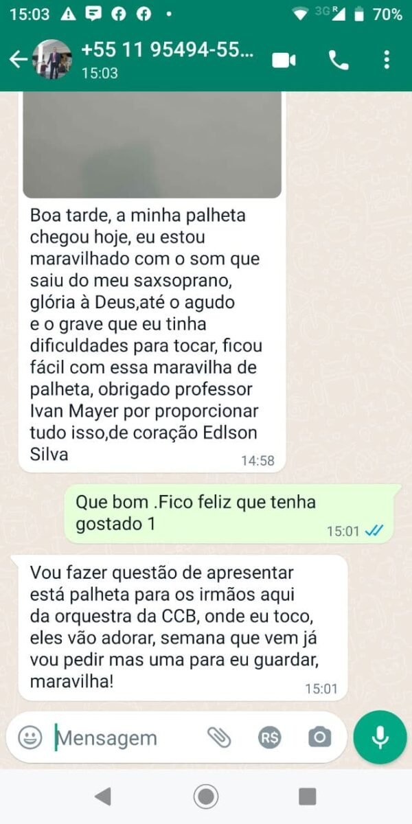 PALHETA IVAN MEYER- Soprano, Alto ou Tenor (reguladas a mão) - Imagem 3
